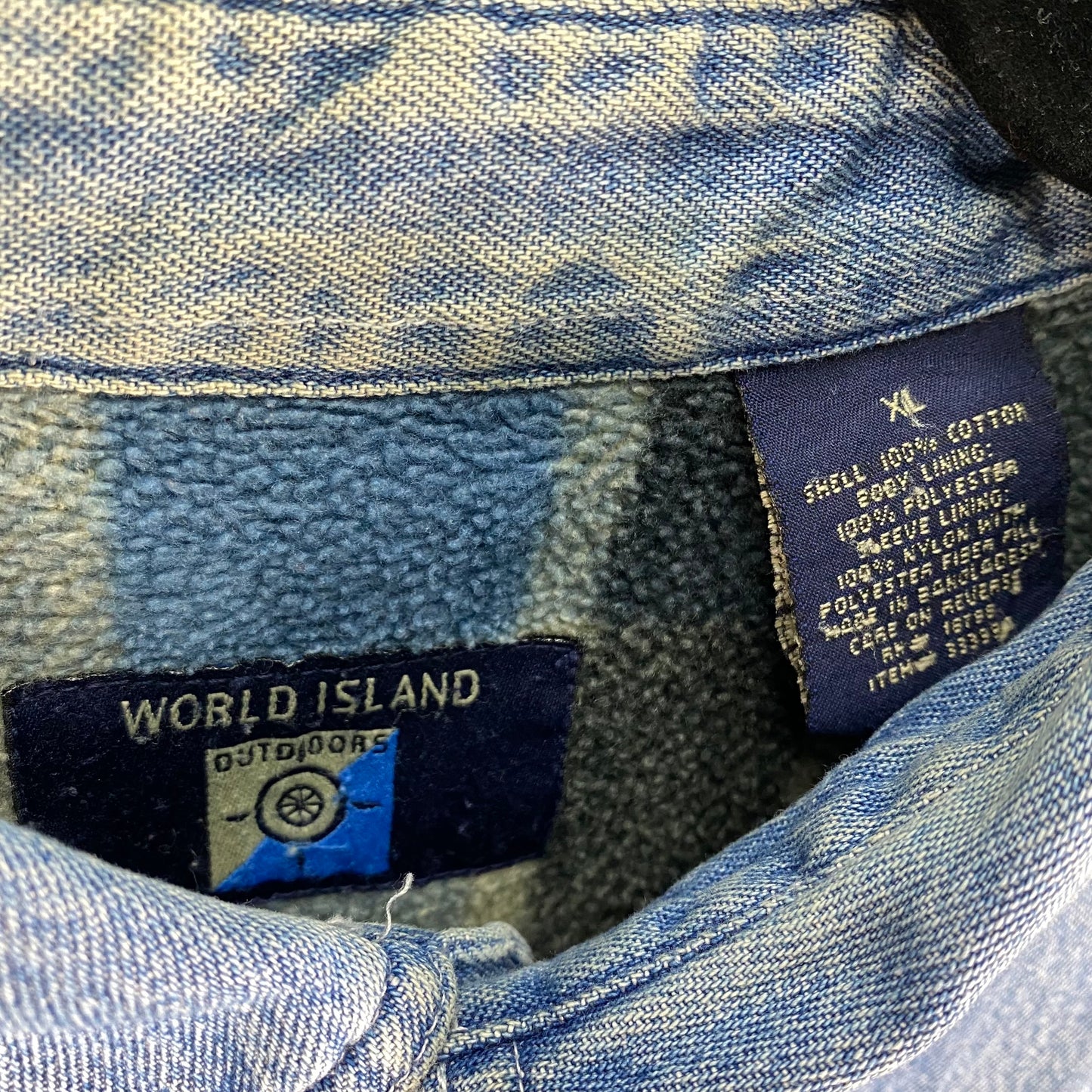 Vintage World Island 90's Blue Heavy Insulated Long Sleeve Denim Shirt Size XL