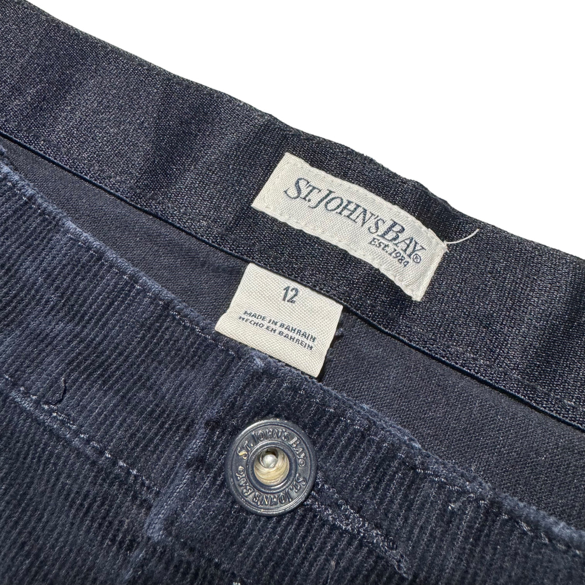 St Johns Bay Womens Dark Blue Corduroy Denim Jeans W34