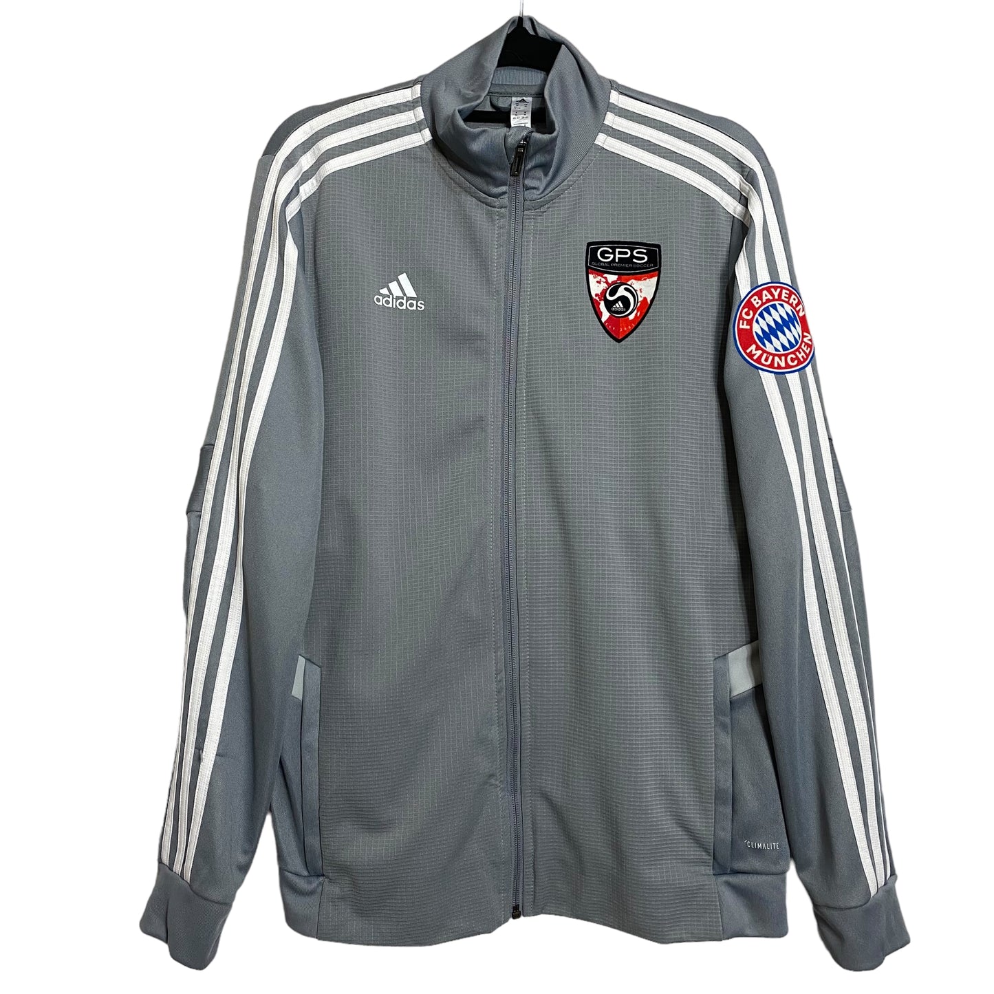 Adidas Bayern Munich Womens Global Premier Soccer Grey Track Jacket Size M