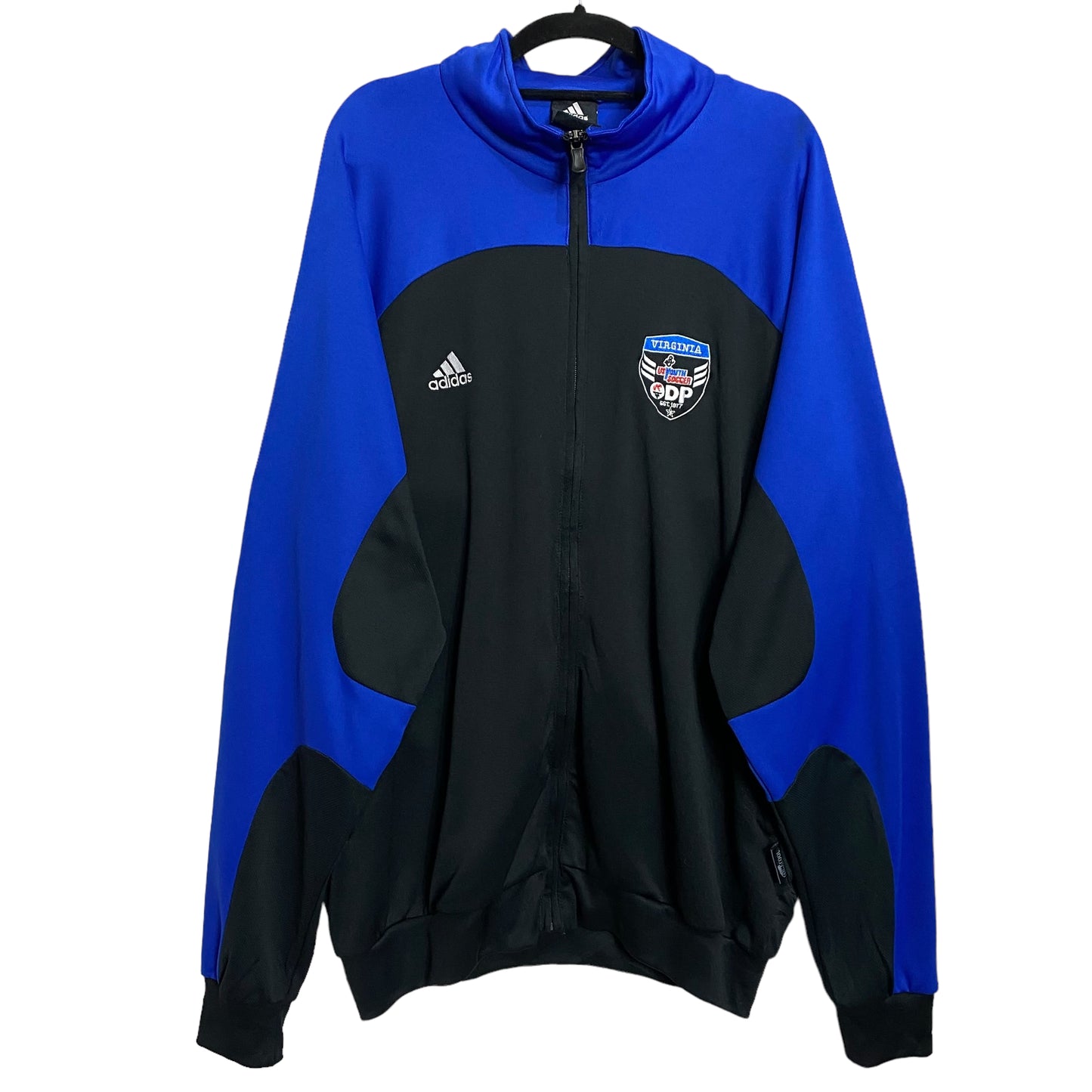 Adidas 2000's Black & Blue Virginia Soccer Track Top Sport Jacket Size L