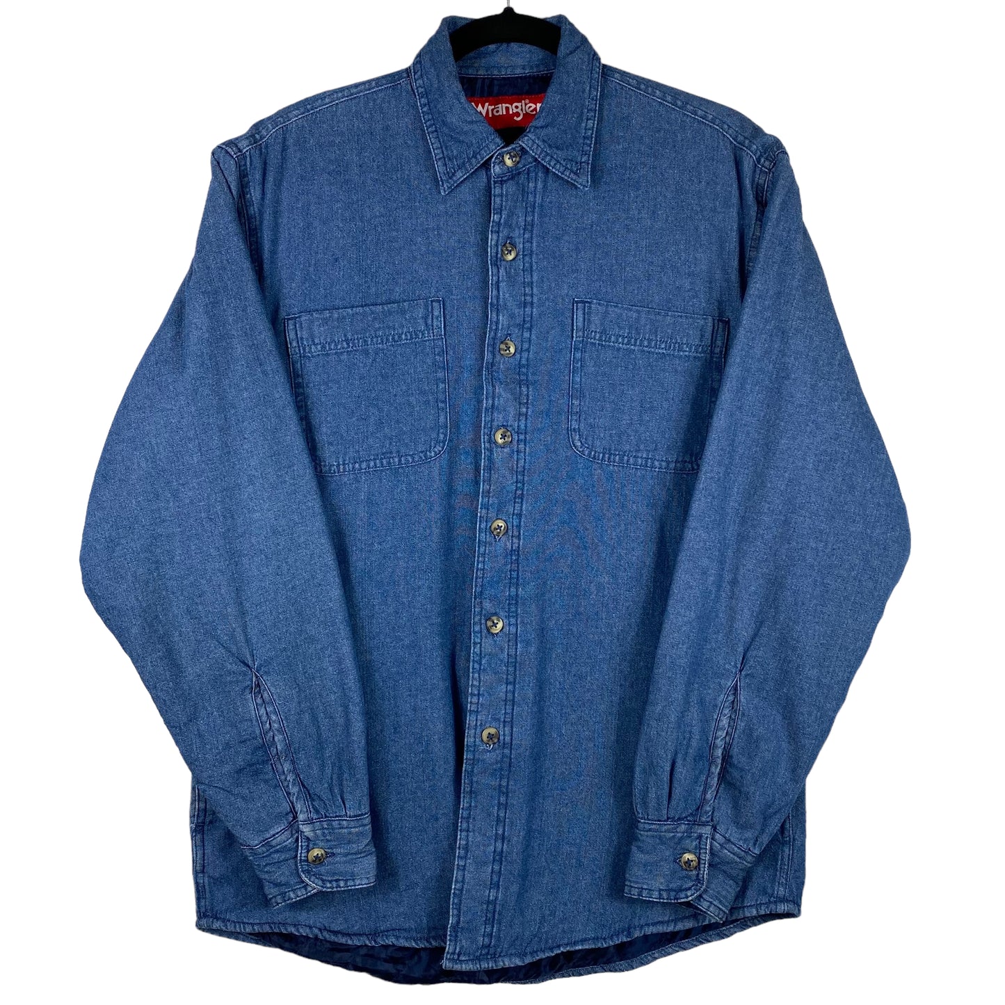 Wrangler Blue Long Sleeve Lightly Insulated Button Denim Shirt Size S