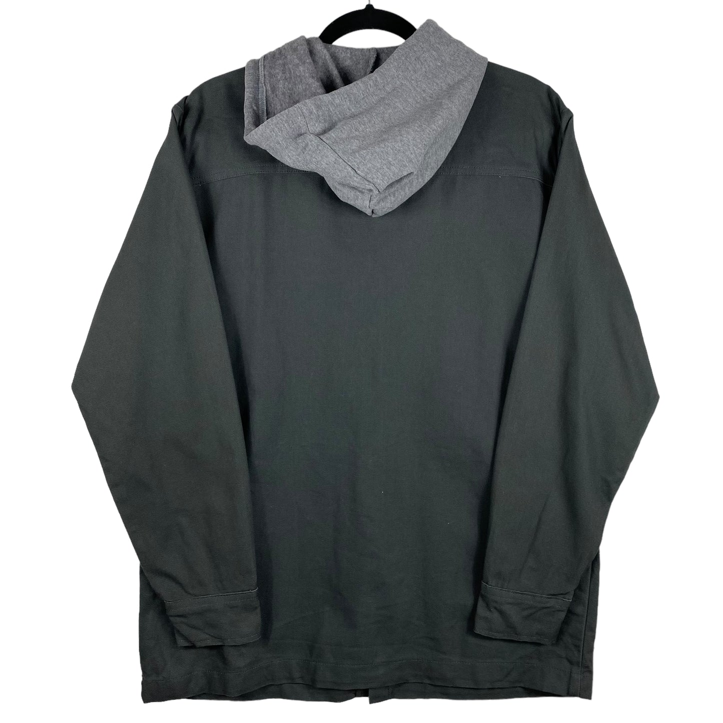 Wrangler Workwear Dark Grey Hooded Long Sleeve Button Denim Shirt Size S