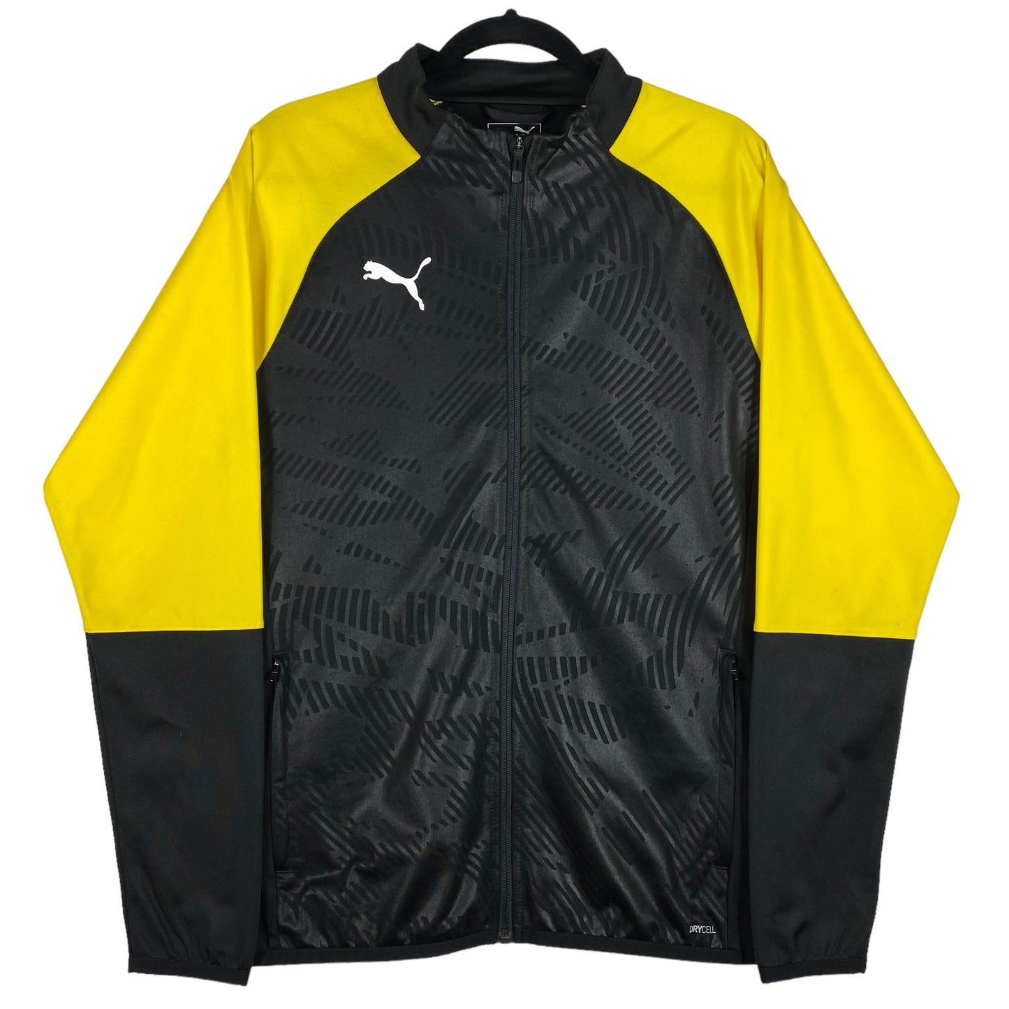 Puma Black & Yellow Lightweight Patterned Track Top Zip Jacket Size S
