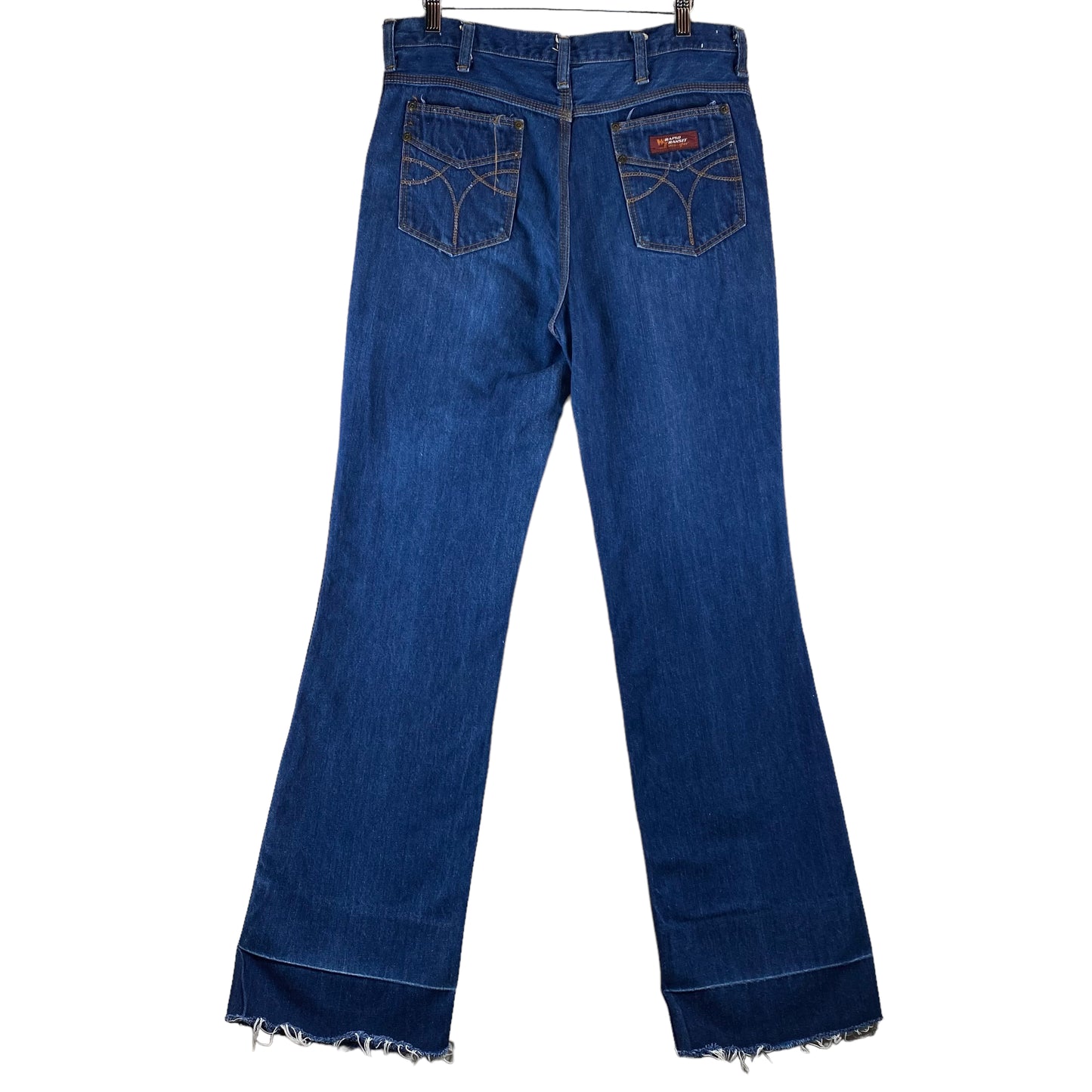Vintage Wrangler Wrapid Transit 80's Dark Blue USA Made Bootcut Denim W33