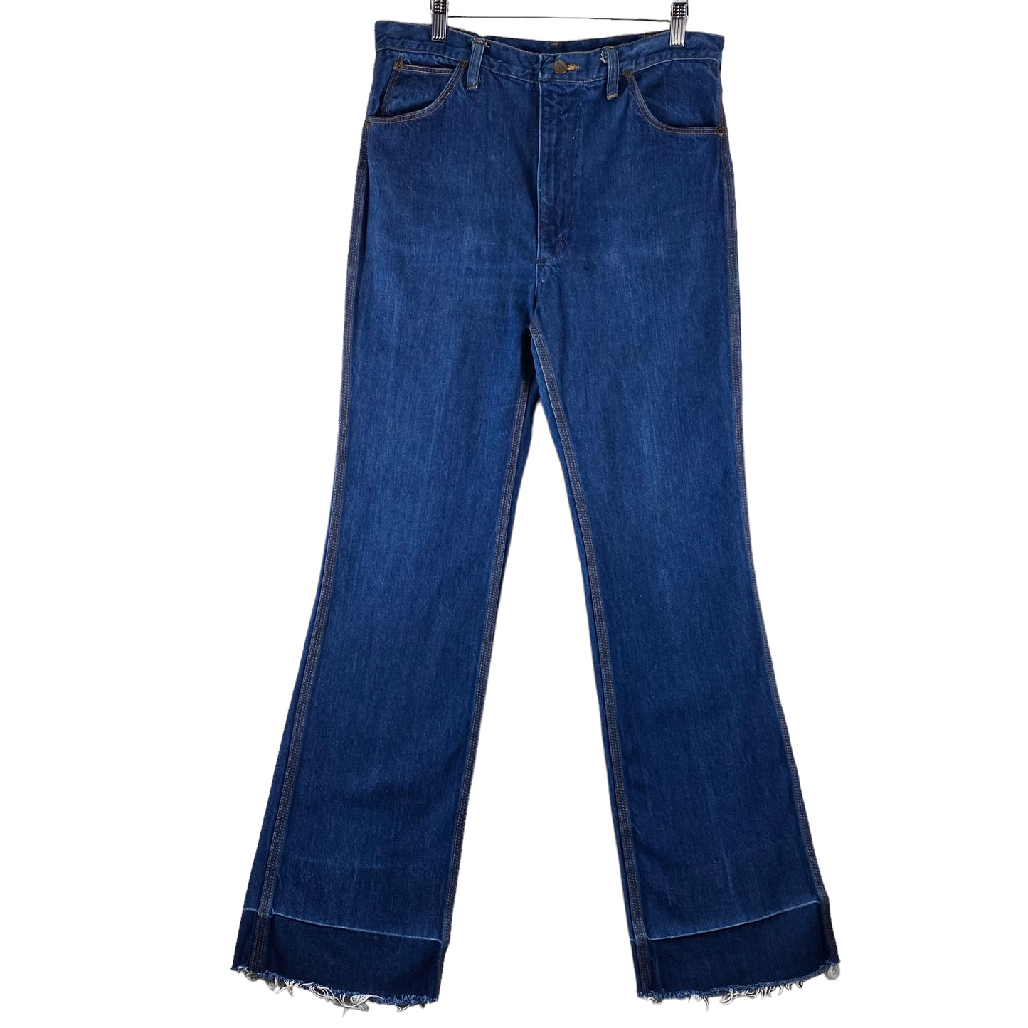 Vintage Wrangler Wrapid Transit 80's Dark Blue USA Made Bootcut Denim W33