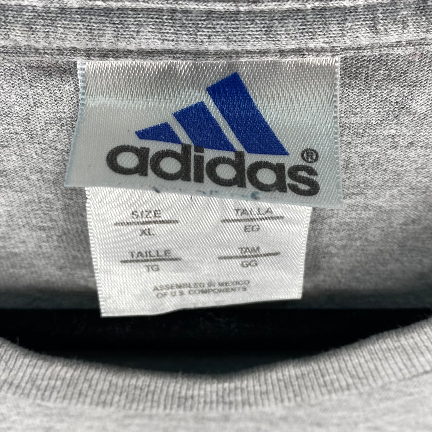 Vintage Adidas 90's Grey Long Sleeve Cotton Tee Shirt Size XL