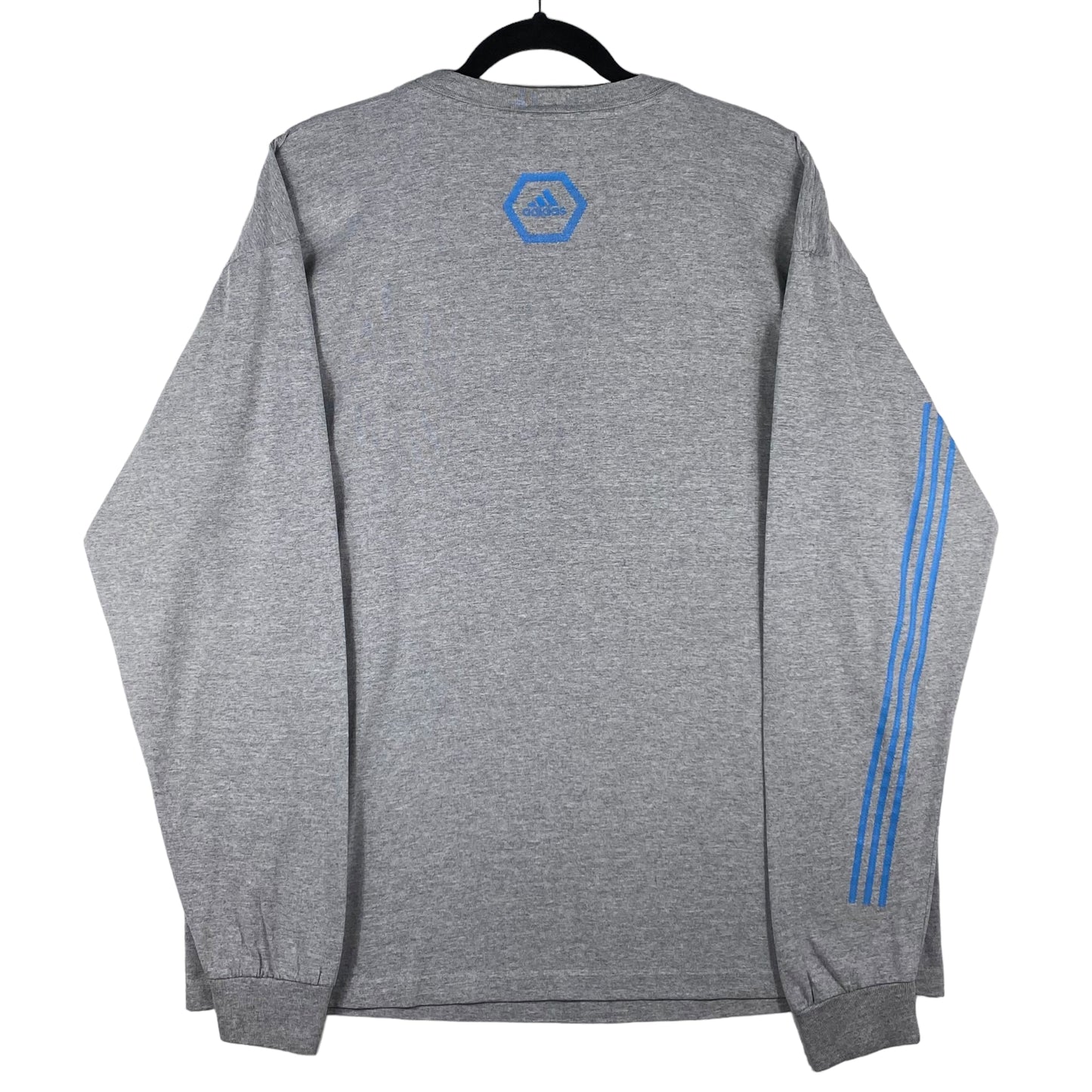 Vintage Adidas 90's Grey Long Sleeve Cotton Tee Shirt Size XL