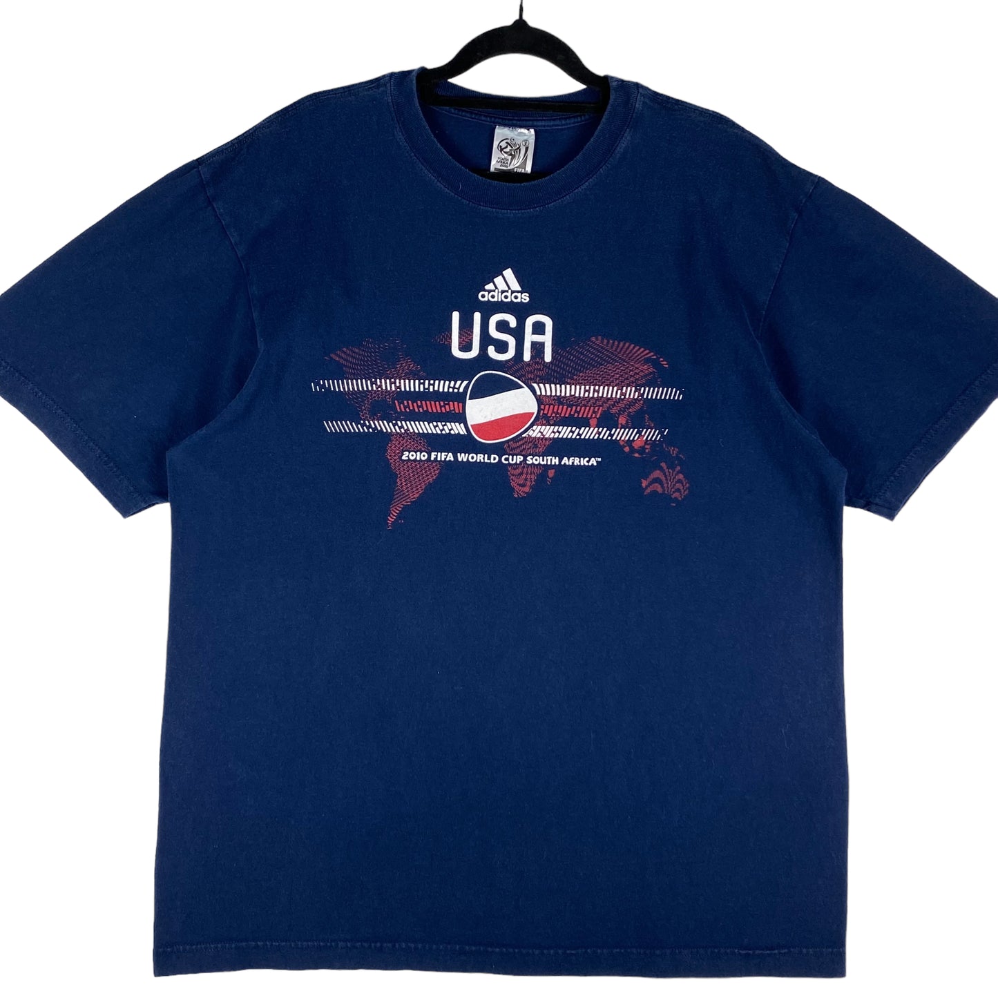 Adidas 2010 FIFA World Cup Dark Blue USA Cotton Tee Shirt Size L