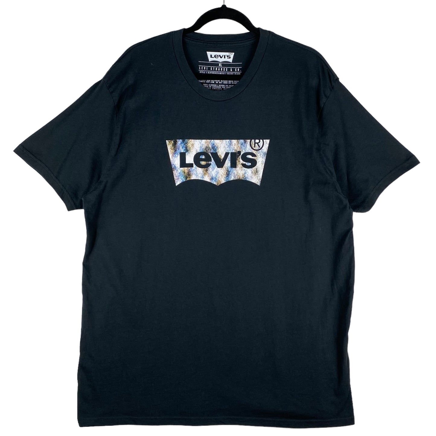 Levis Black Monogram Cotton Tee Shirt Size XL