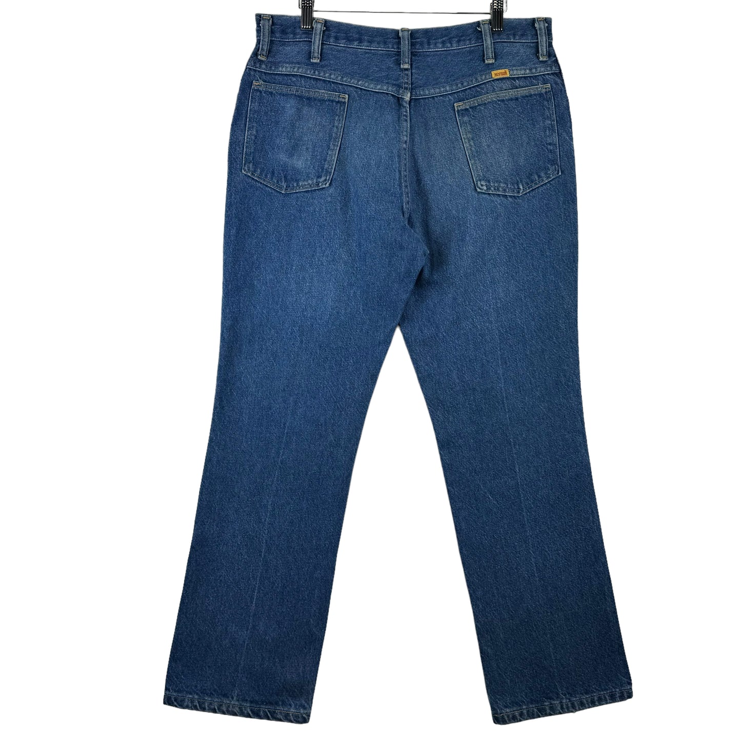 Vintage Rustler Jeans 80's Blue Heavy Rigid USA Made Denim Bottoms W35