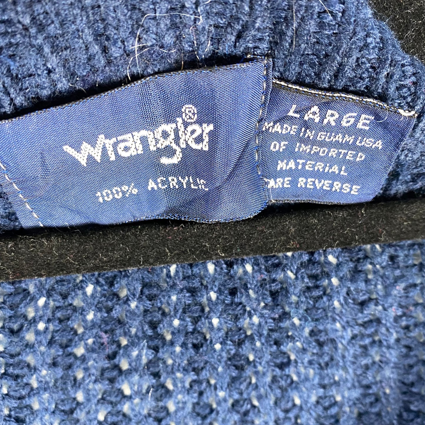 Vintage Wrangler 90's Dark Blue Oversized USA Made Sweater Size L