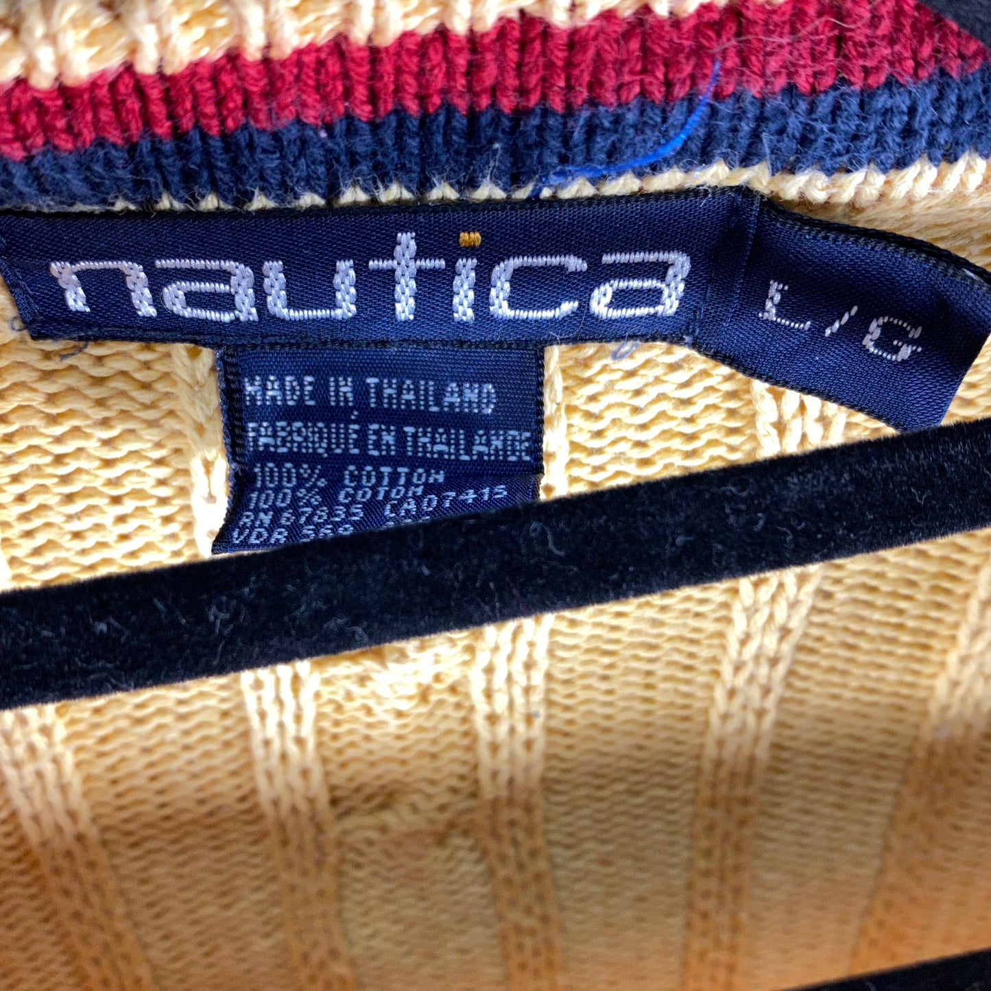 Vintage Nautica 90's Yellow Cable Knit Sweater Size L