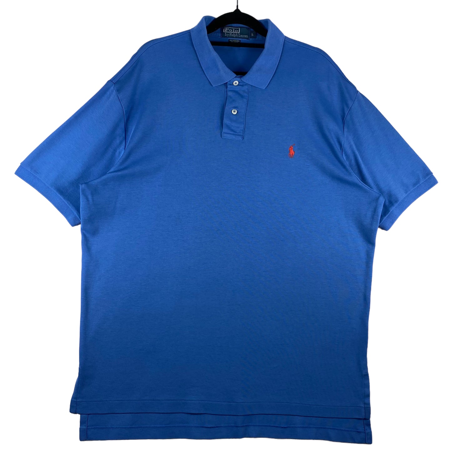 Vintage Polo Ralph Lauren 90's Blue Oversized Stretch Cotton Polo Shirt Size L