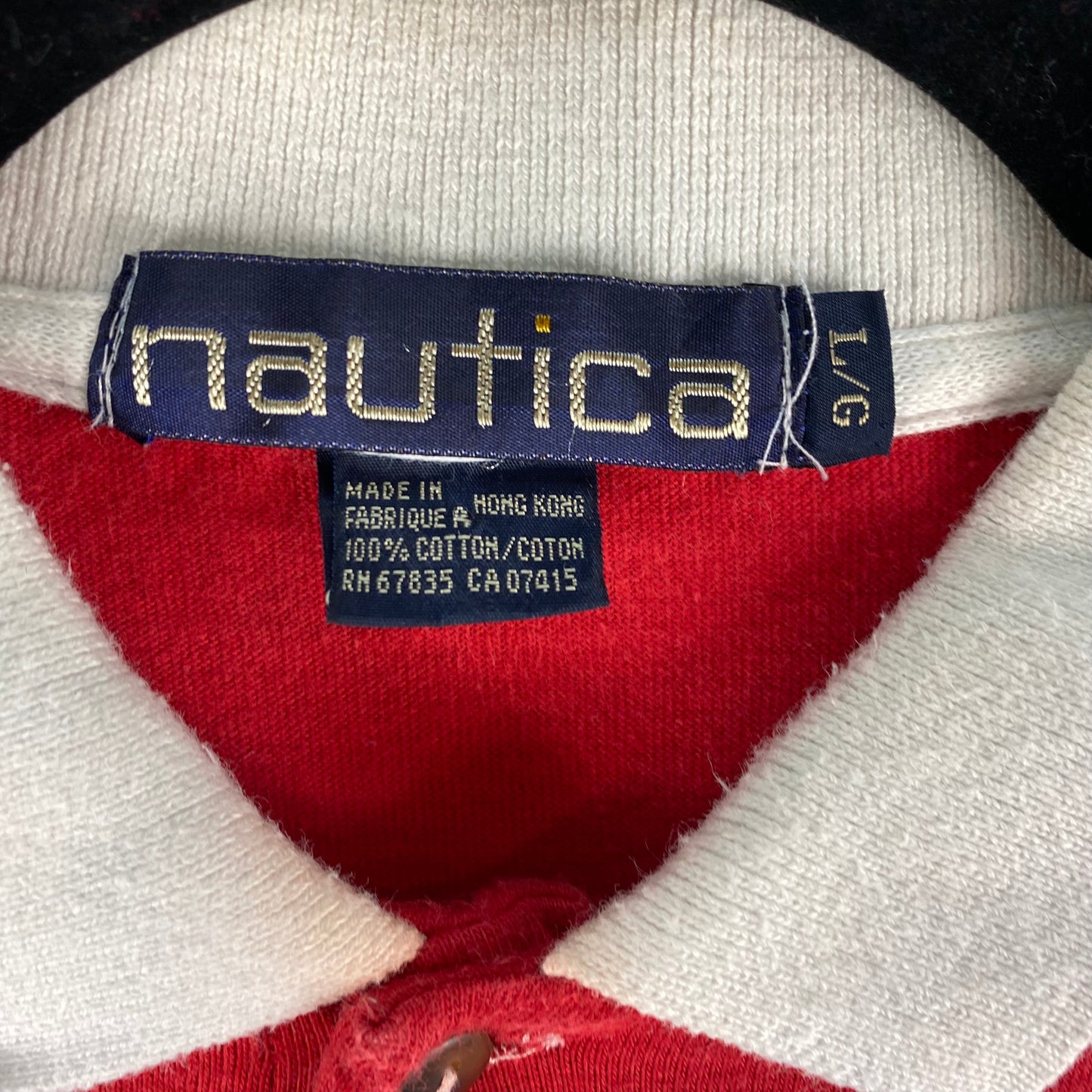 Vintage Nautica 90's Red White & Blue Polo Shirt Size L