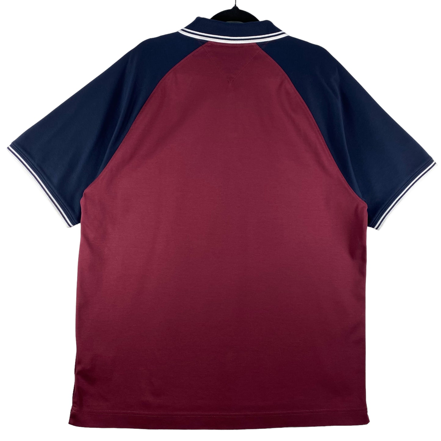 Tommy Hilfiger Maroon Brown & Blue Smooth Textured Cotton Polo Shirt Size XL