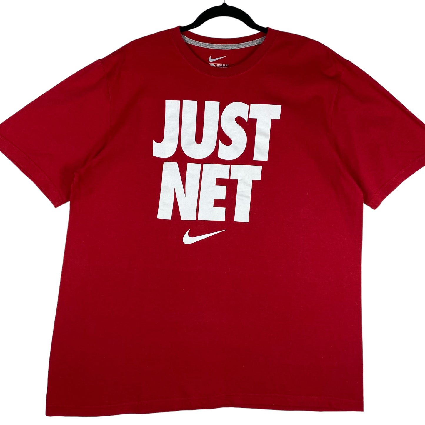 Nike Red 'Just Net' Monogram Cotton Tee Shirt Size XL