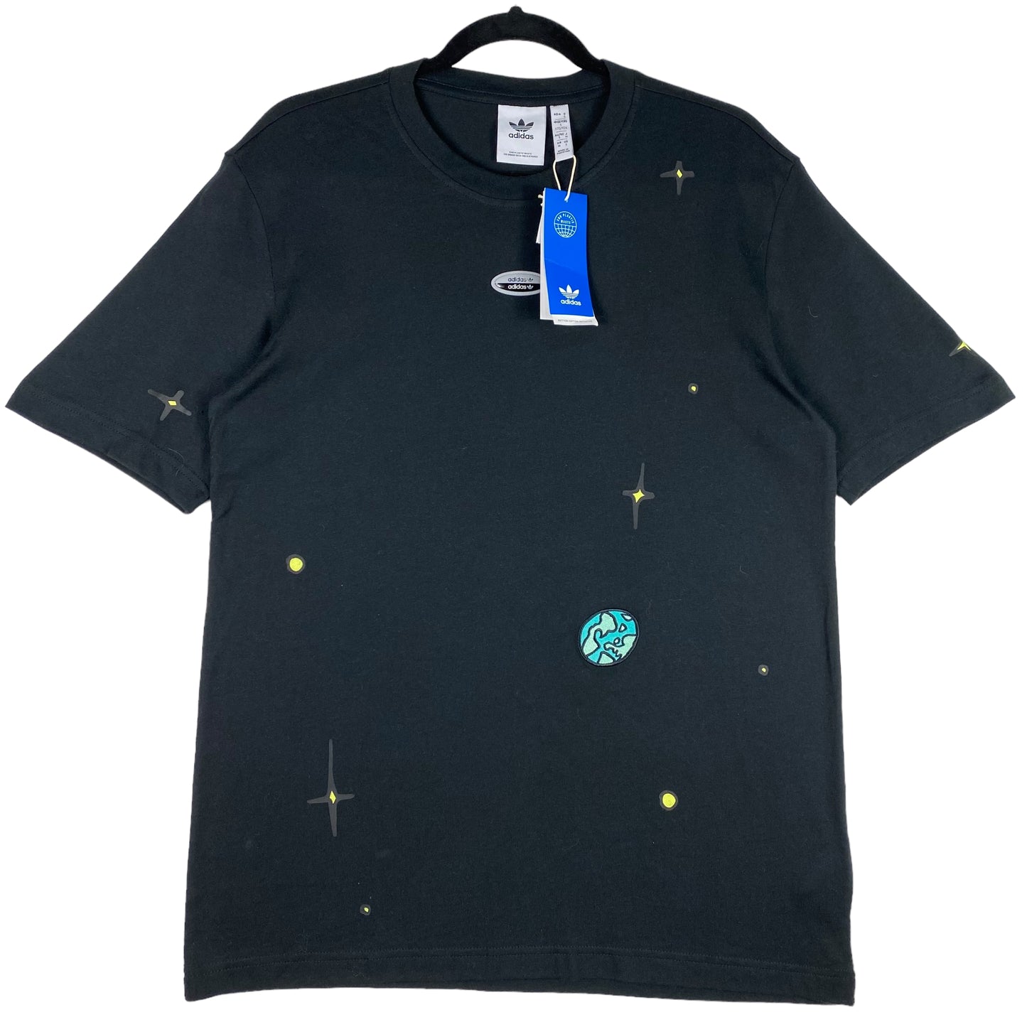 Adidas Black Space Pattern Cotton Tee Shirt Size S