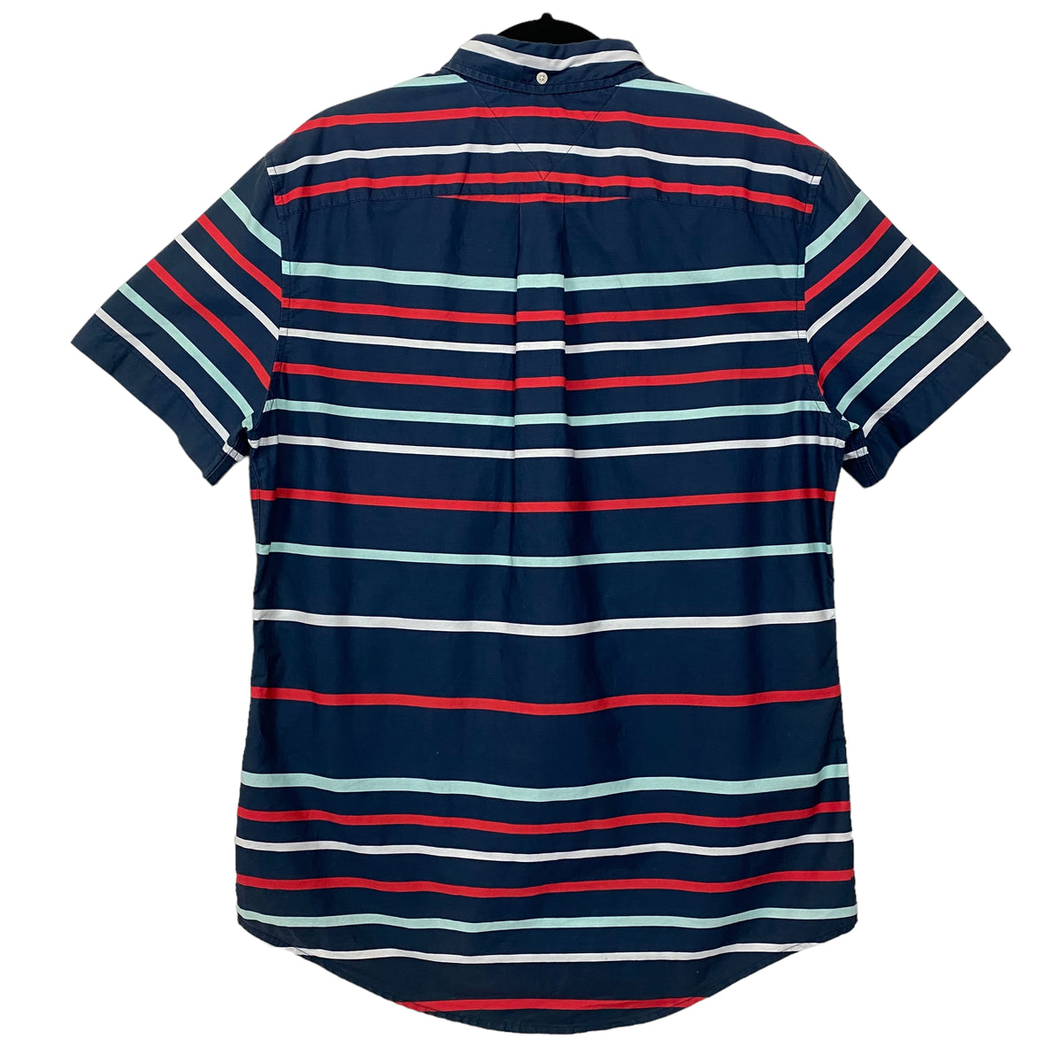 Tommy Hilfiger Dark Blue Short Sleeve Striped Casual Button Shirt Size L
