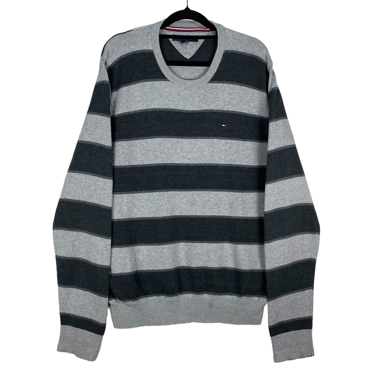 Tommy Hilfiger Grey Striped Knit Seater Size L