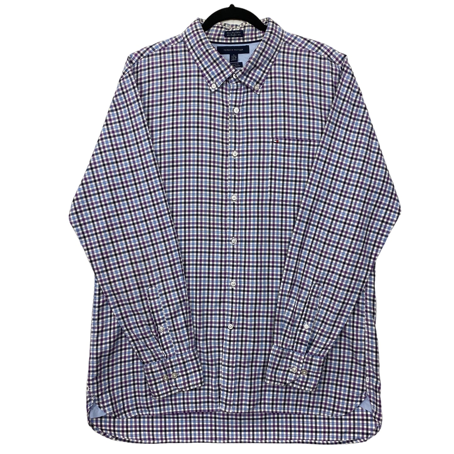 Tommy Hilfiger Purple Checkered Long Sleeve Dress Shirt Size XL