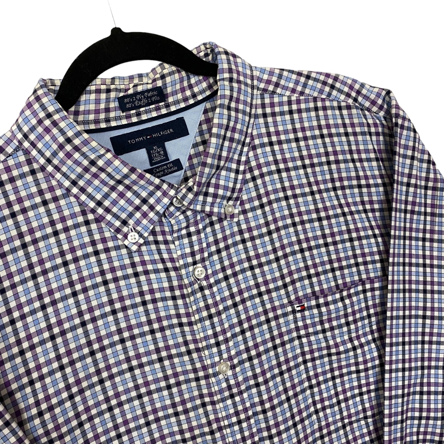 Tommy Hilfiger Purple Checkered Long Sleeve Dress Shirt Size XL