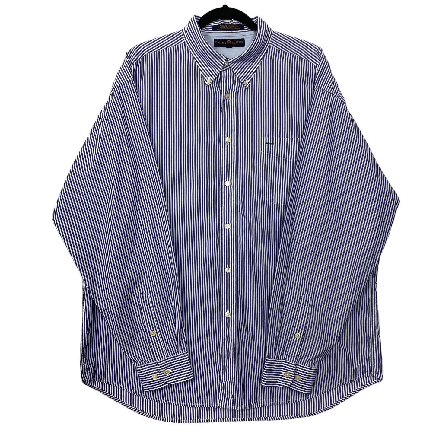 Vintage Tommy Hilfiger Golf 90's Purple Striped Long Sleeve Dress Shirt Size XL