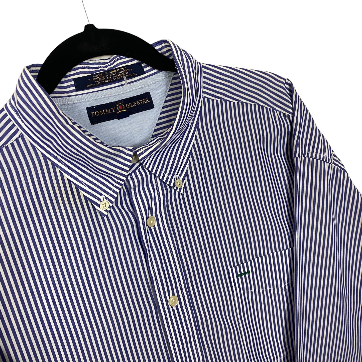 Vintage Tommy Hilfiger Golf 90's Purple Striped Long Sleeve Dress Shirt Size XL