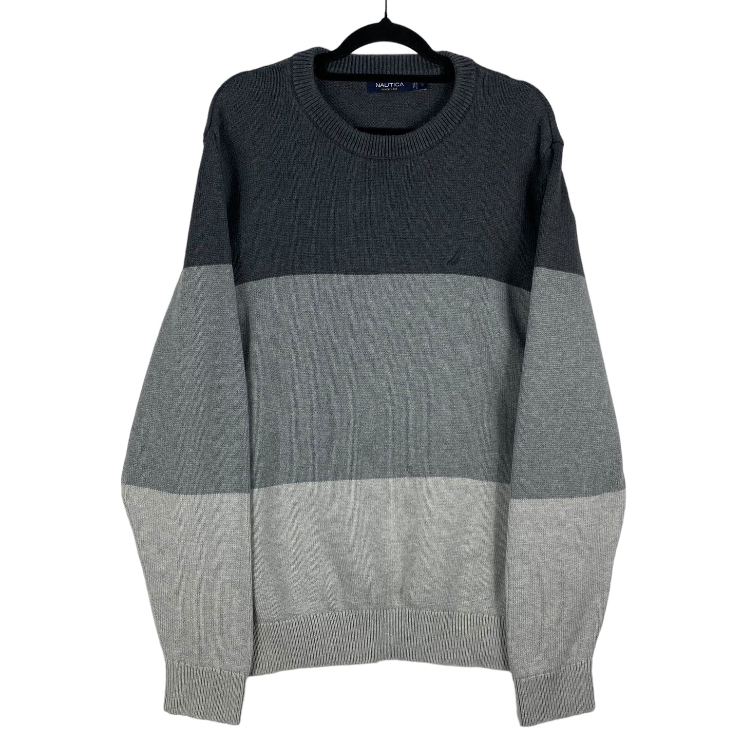 Nautica Grey Colour Block Knit Sweater Size L