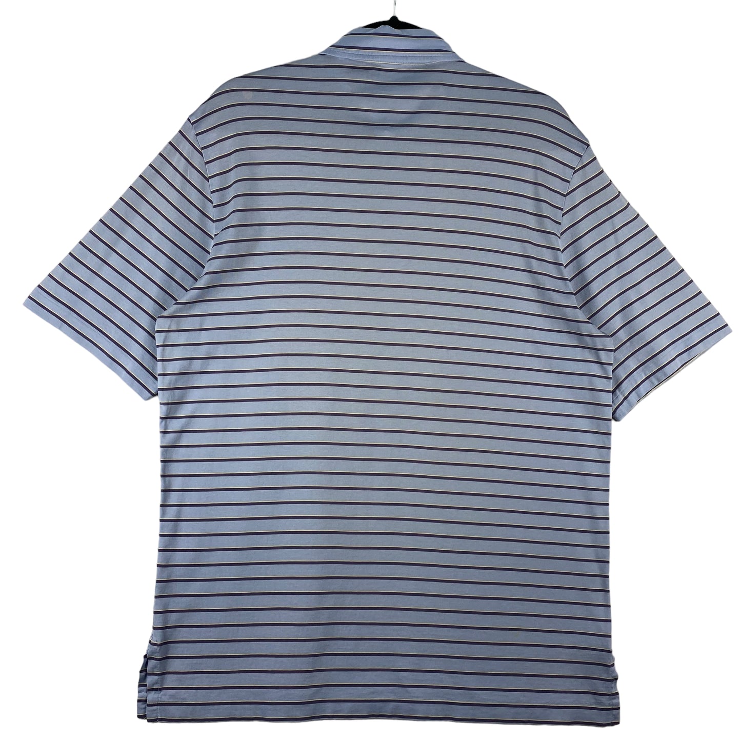 Vintage Polo Ralph Lauren Golf 90's Steel Blue Striped Stretch Pol Shirt Size M