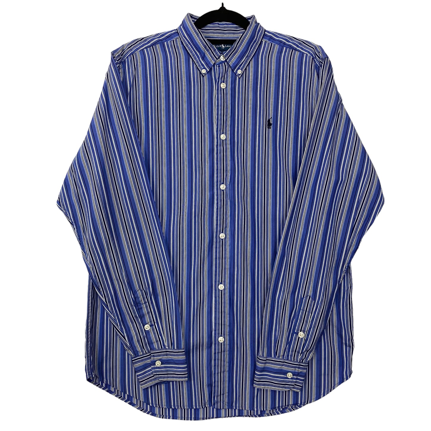 Vintage Polo Ralph Lauren Blue Striped Long Sleeve Dress Shirt Size S