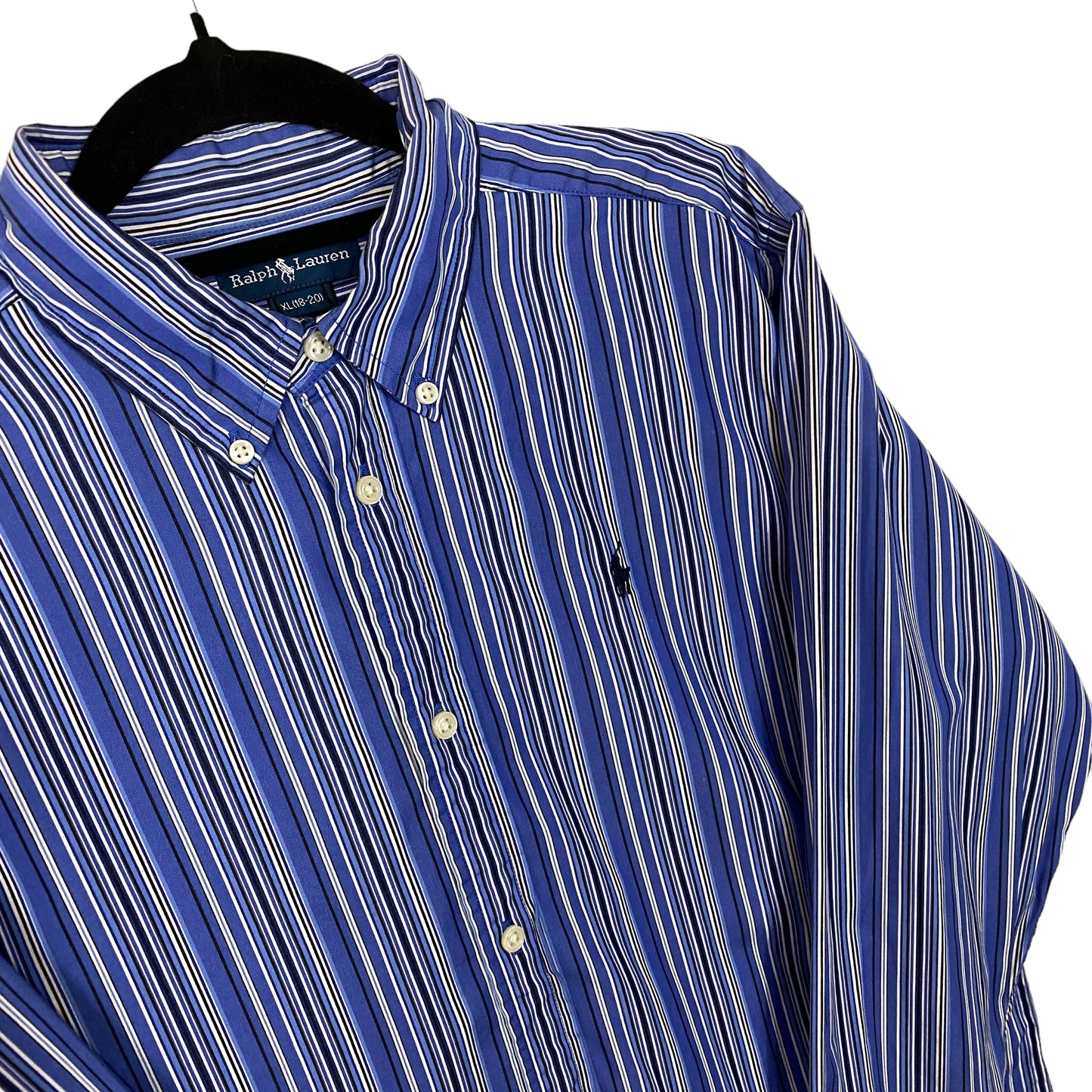 Vintage Polo Ralph Lauren Blue Striped Long Sleeve Dress Shirt Size S