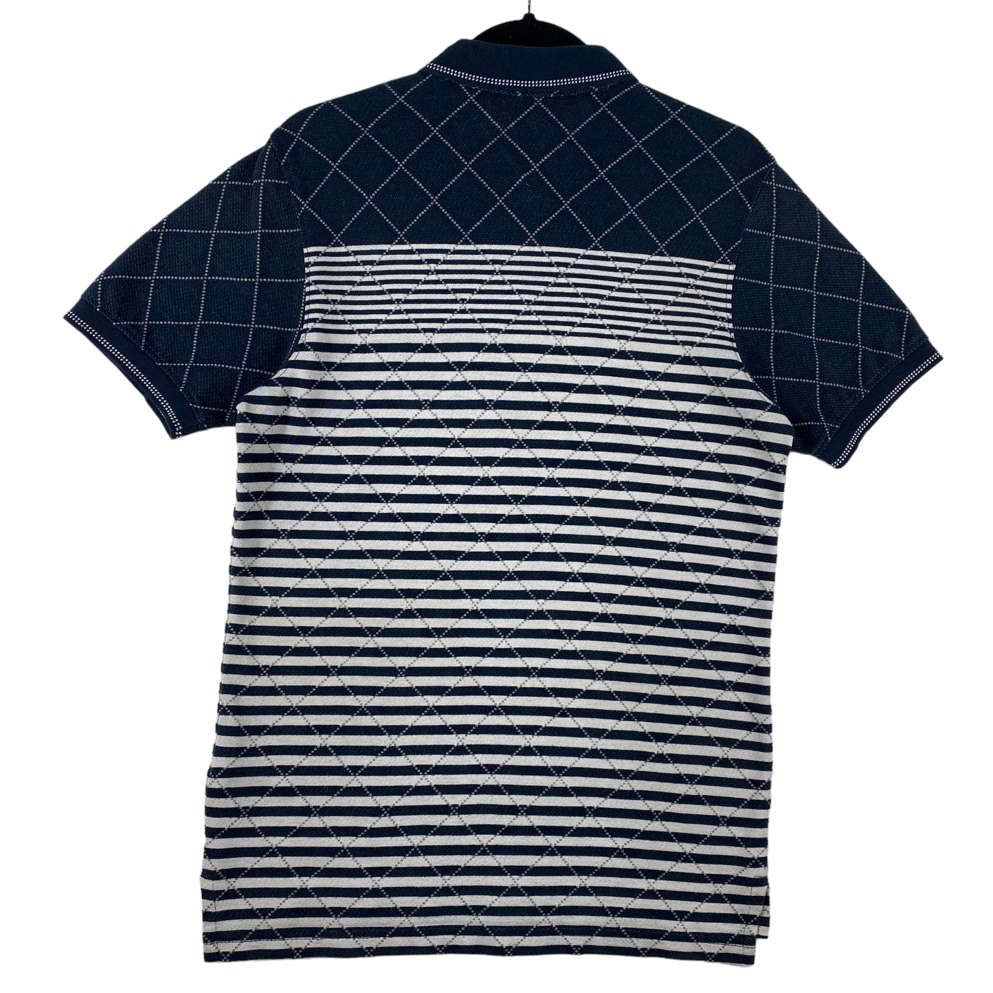 Tommy Hilfiger Grey & Blue Striped Extra Slim Cotton Polo Shirt Size L
