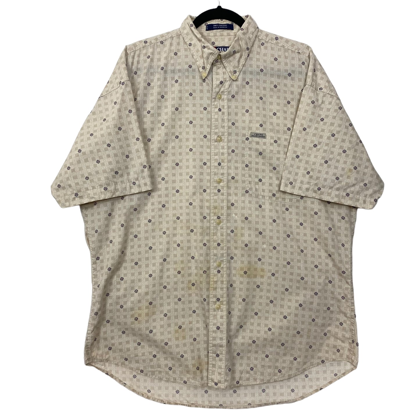 Vintage Ralph Lauren Chaps 90's Brown Short Sleeve Casual Button Shirt Size L
