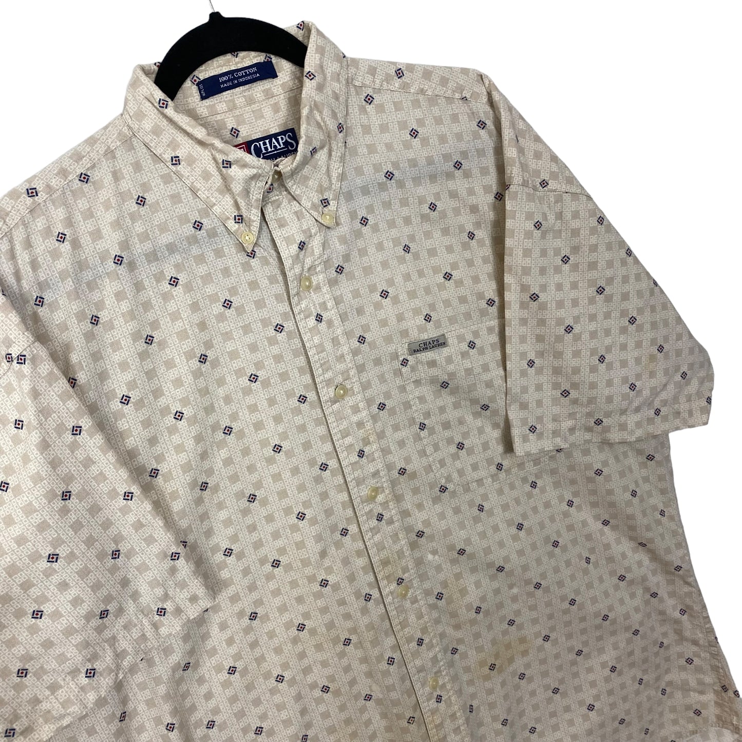 Vintage Ralph Lauren Chaps 90's Brown Short Sleeve Casual Button Shirt Size L