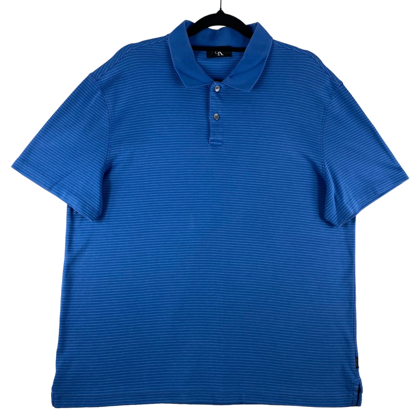 Calvin Klein Blue Striped Stretch Cotton Polo Shirt Size L