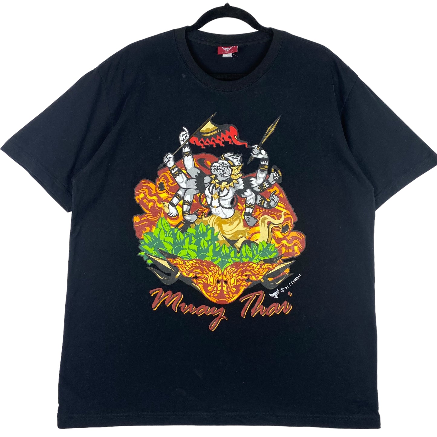 T Combat Black Muay Thai Graphic Cotton Tee Shirt Size XL