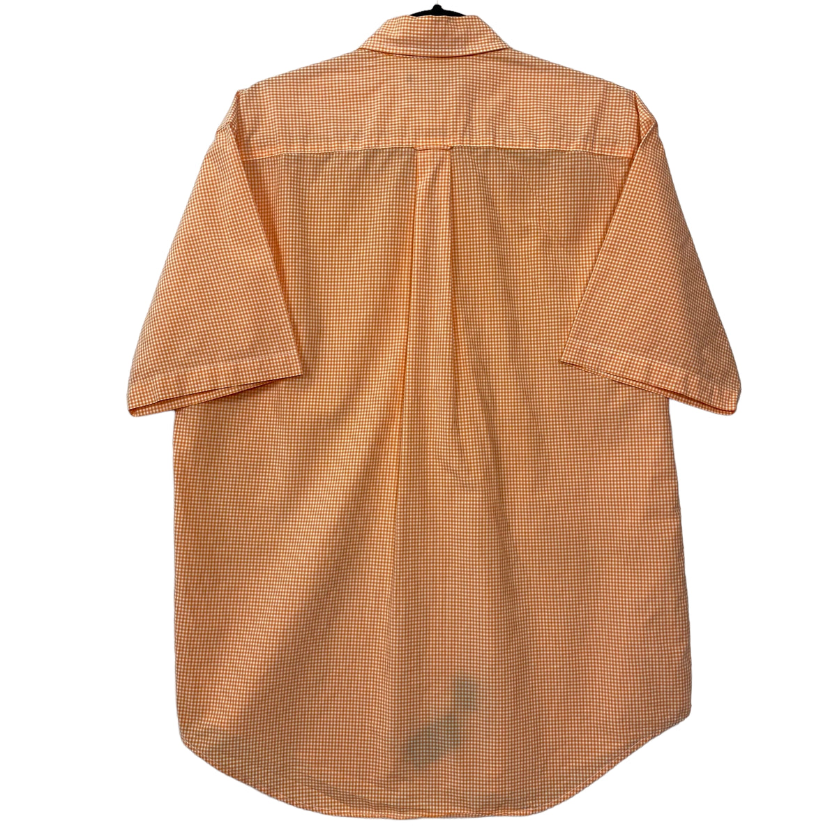 Nautica Orange Checkered 100% Cotton Short Sleeve Casual Button Shirt Size M