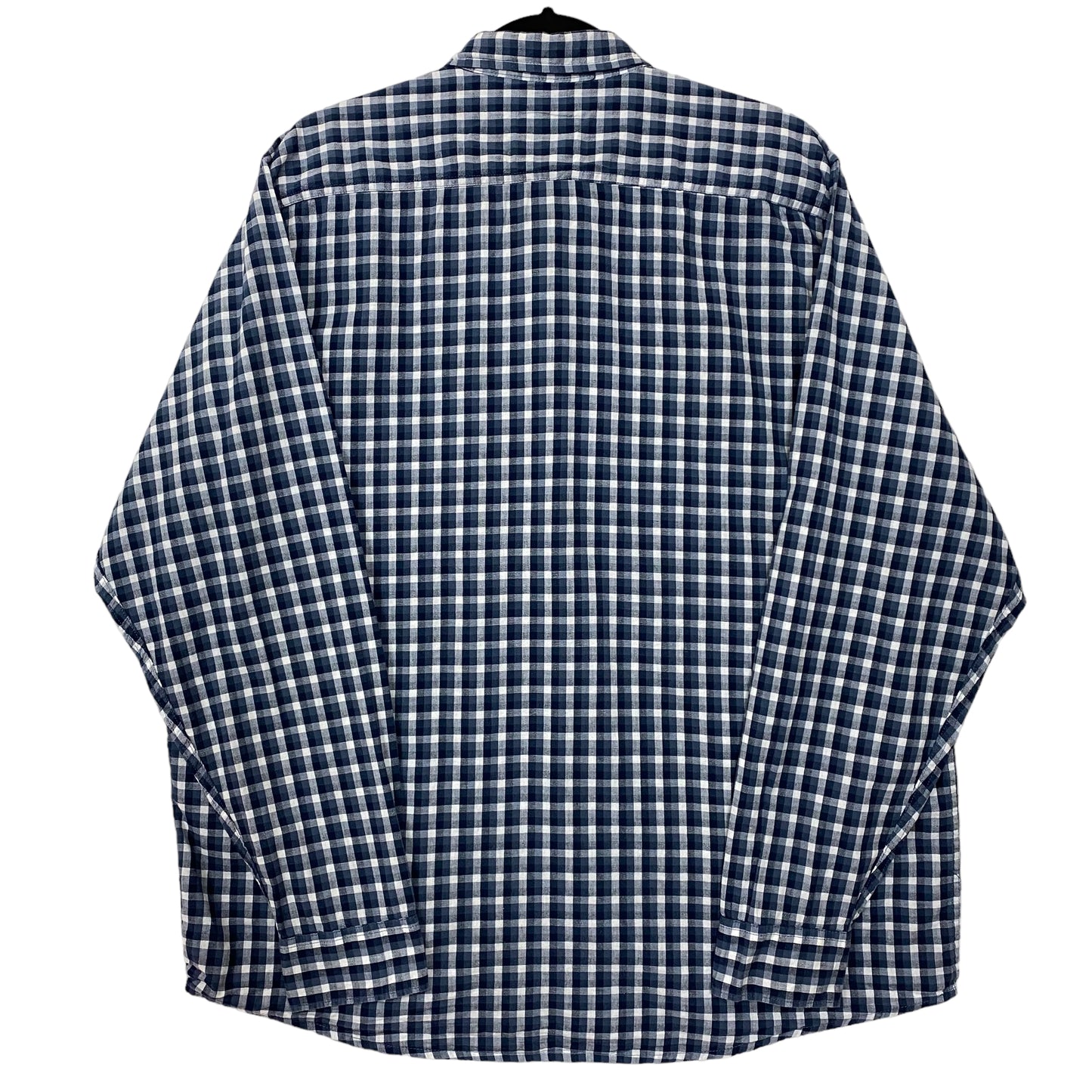 Wrangler Blue Checkered 100% Cotton Long Sleeve Dress Shirt Size XL