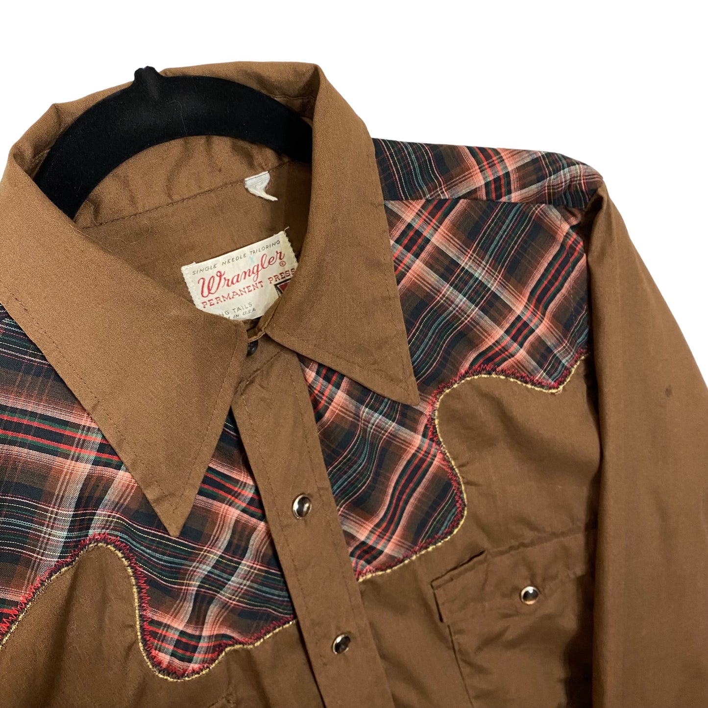 Vintage Wrangler 80's Womens Brown USA Made Long Sleeve Dress Shirt Size M