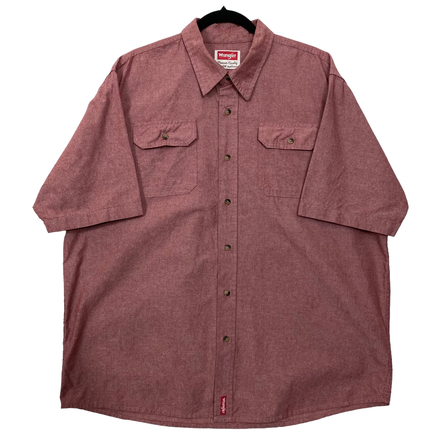 Wrangler Coral Red Short Sleeve Casual Button Shirt Size XL