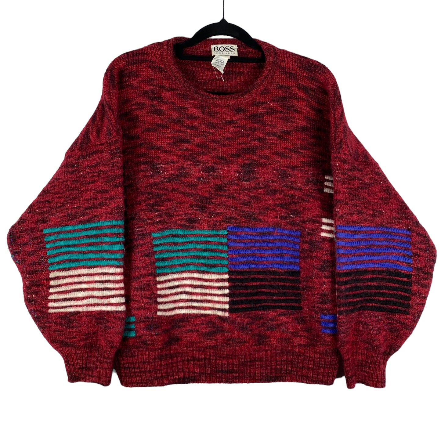 Vintage Hugo Boss 80's Womens Red Knit Sweater Size XL