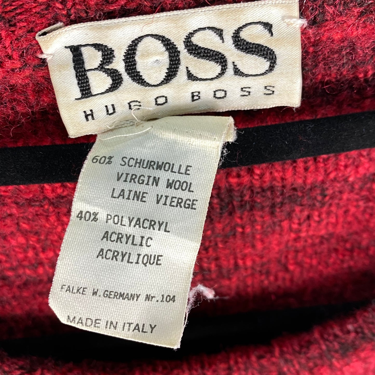 Vintage Hugo Boss 80's Womens Red Knit Sweater Size XL