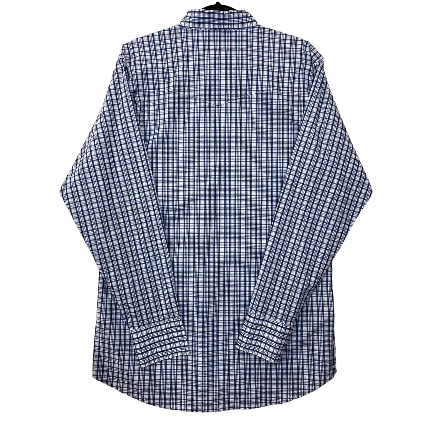 Vintage Wrangler 90's Blue Checkered Long Sleeve Dress Shirt Size L