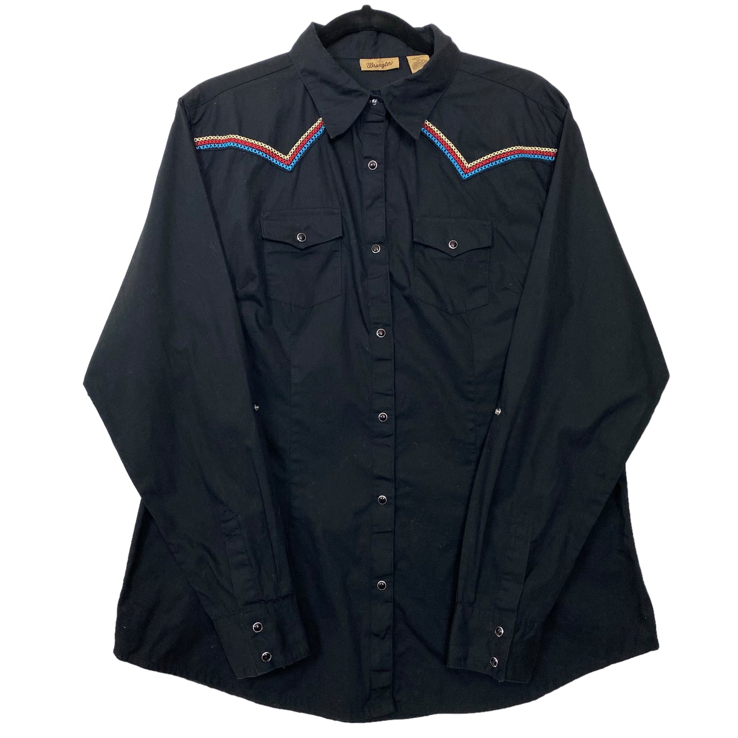 Wrangler Womens Black 100% Cotton Long Sleeve Dress Shirt Size XL