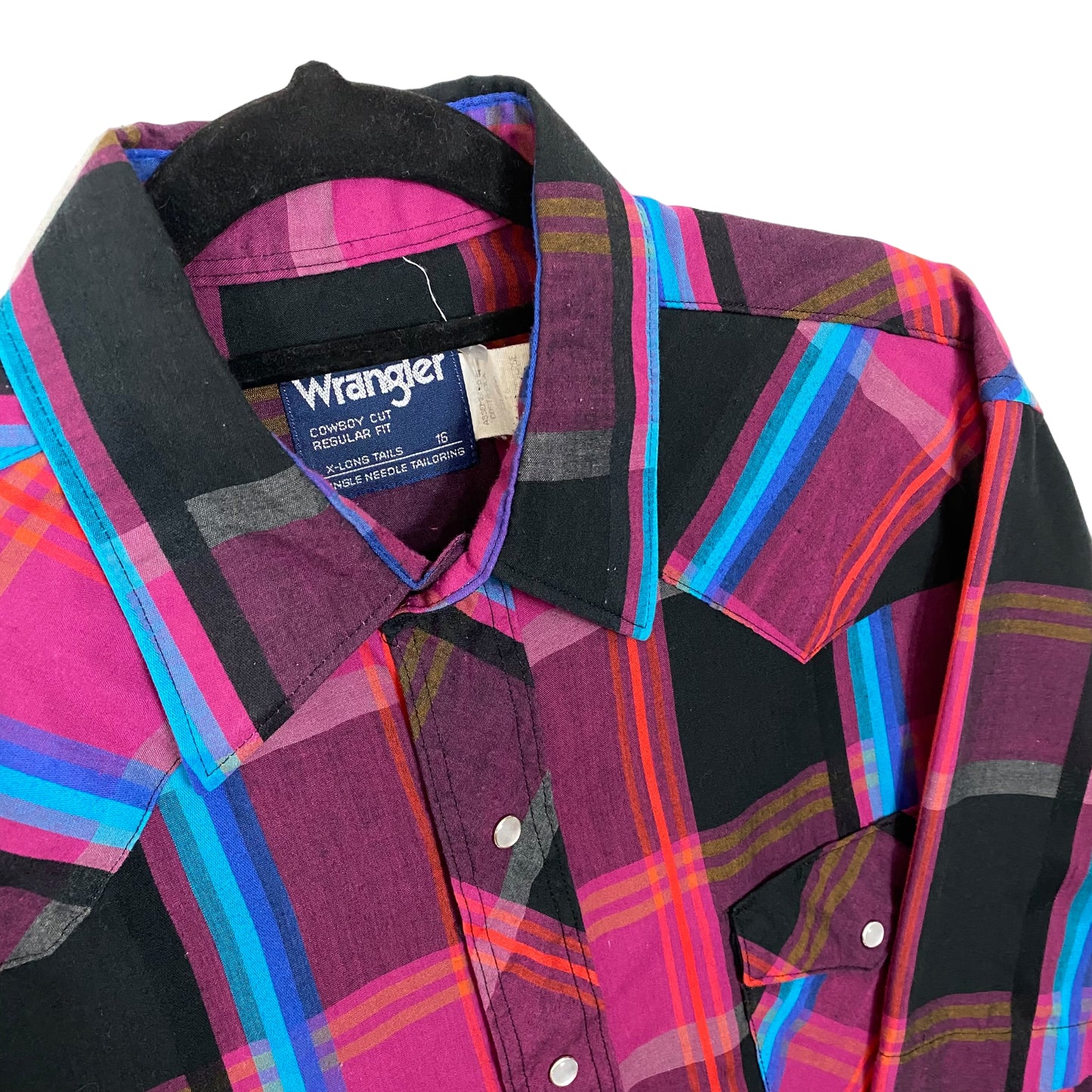 Vintage Wrangler 90's Pink Checkered Short Sleeve Casual Button Shirt Size L