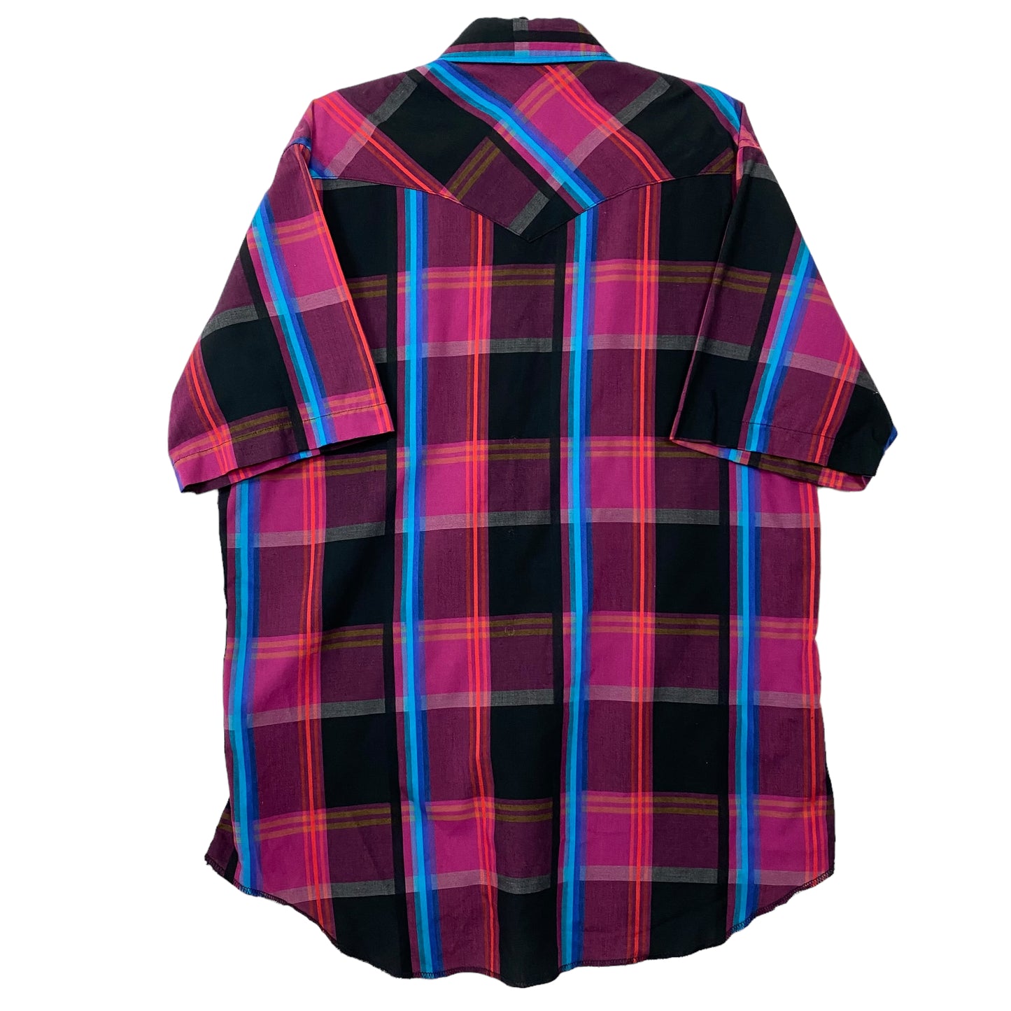 Vintage Wrangler 90's Pink Checkered Short Sleeve Casual Button Shirt Size L