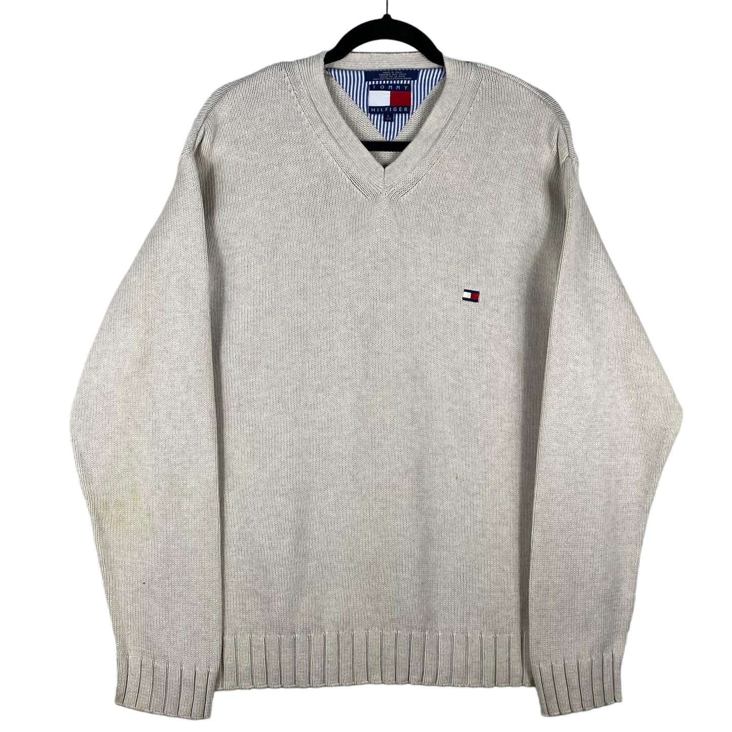 Vintage Tommy Hilfiger 90's Oat Grey Heavy Knit Sweater Size L