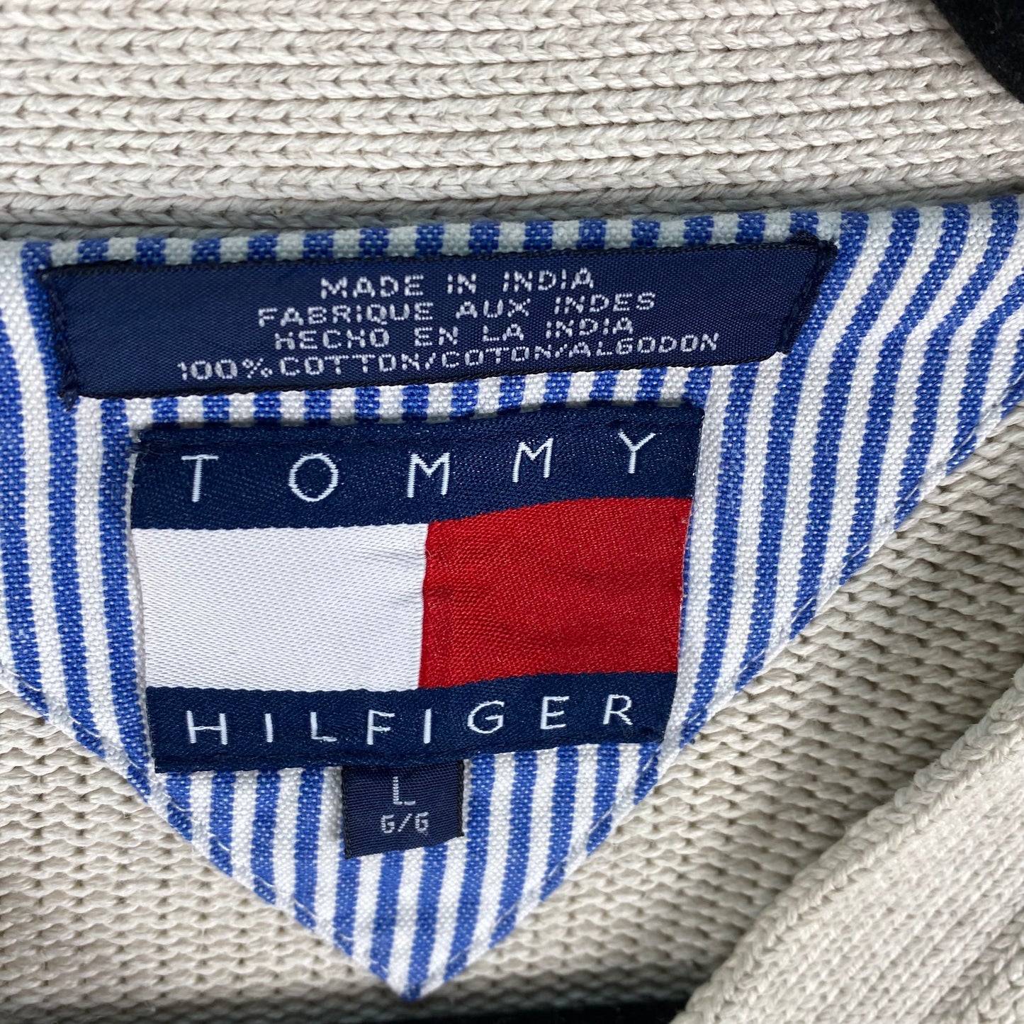 Vintage Tommy Hilfiger 90's Oat Grey Heavy Knit Sweater Size L