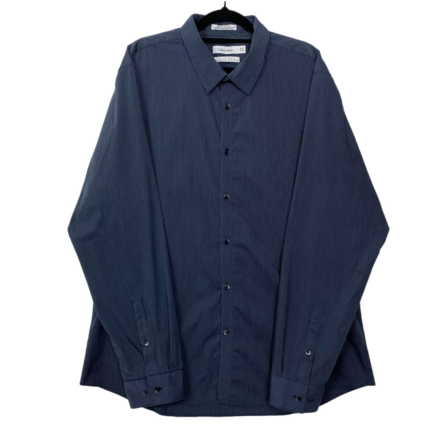 Calvin Klein Dark Blue Striped Non Iron Long Sleeve Dress Shirt Size XL