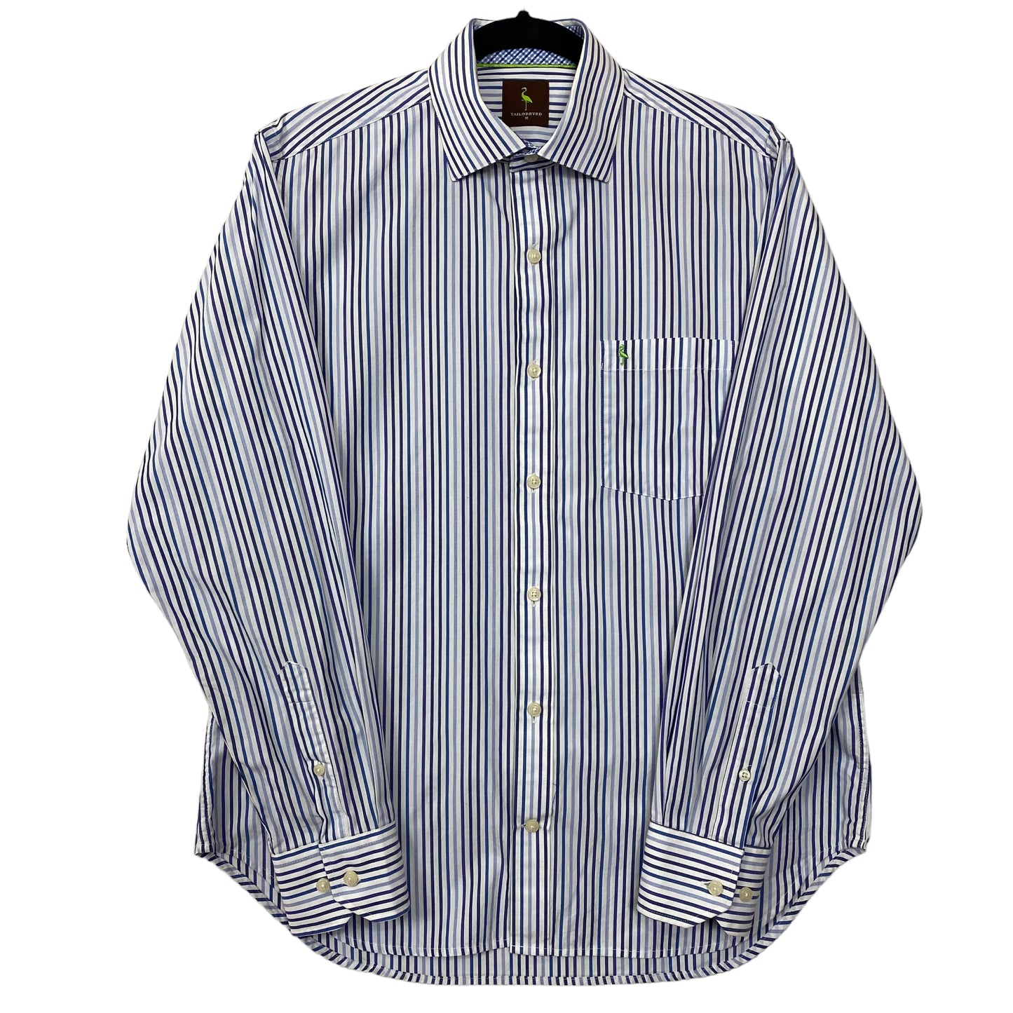 Tailorbyrd Blue Striped Long Sleeve Dress Shirt Size M